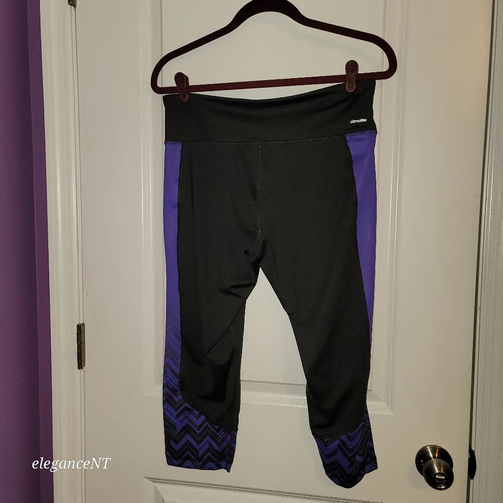 Adidas Black/Purple Climate Capri performance pants sz: XL NWT - Picture 3 of 7